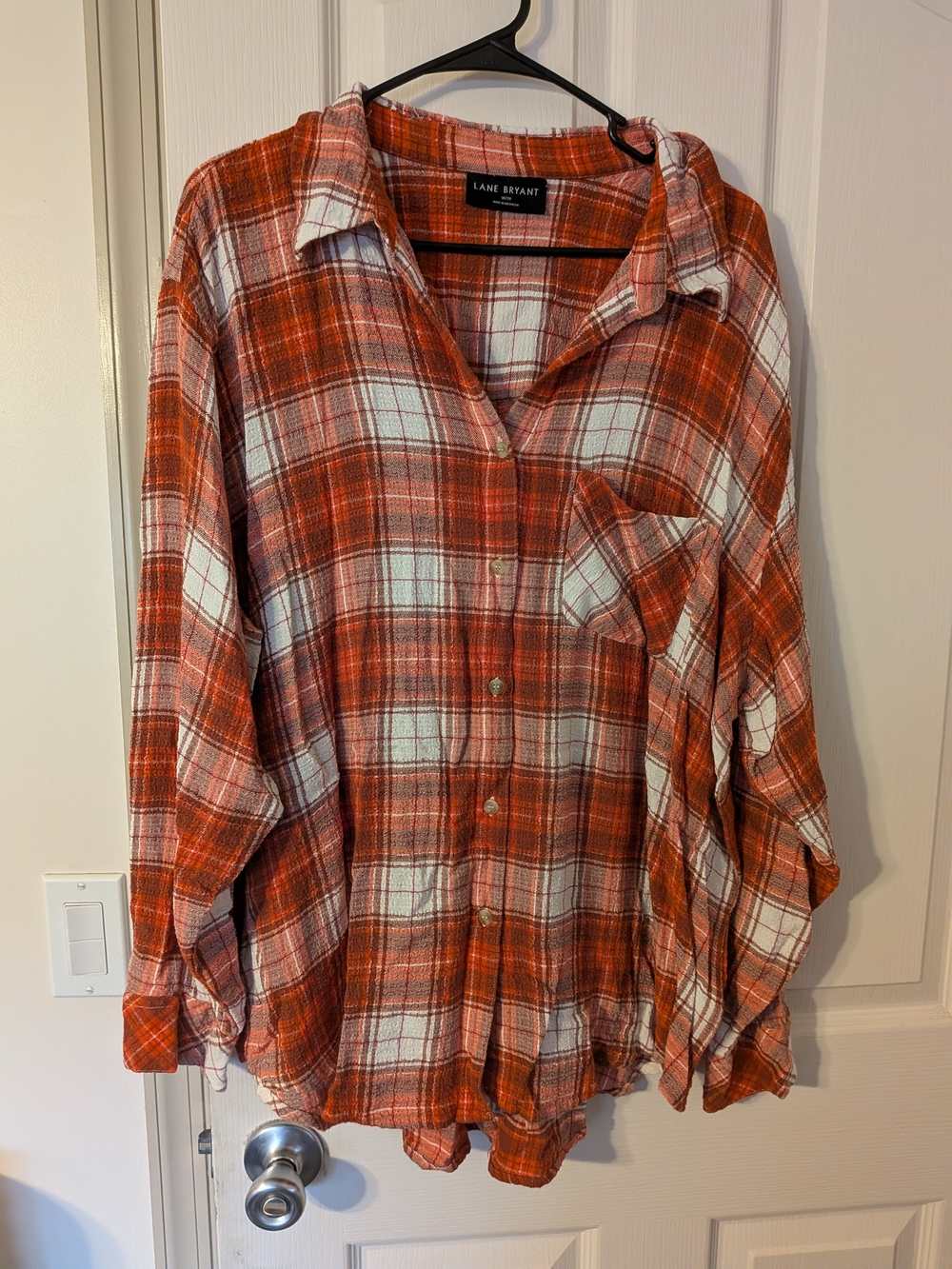 Lane Bryant Red Plaid Button-Front Shirt